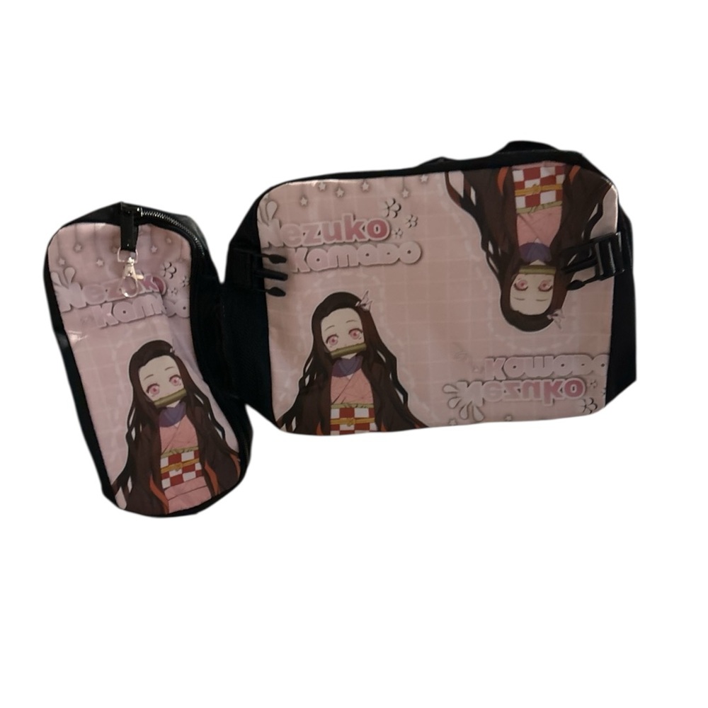 Nezuko Kamado Pink Backpack demon slayer anime with lunch bag and pencil pouch - Picture 2 of 2